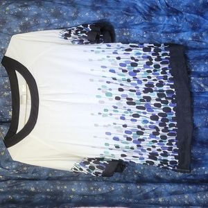 Emma James Black and White Blouse with Blue and Purple Design